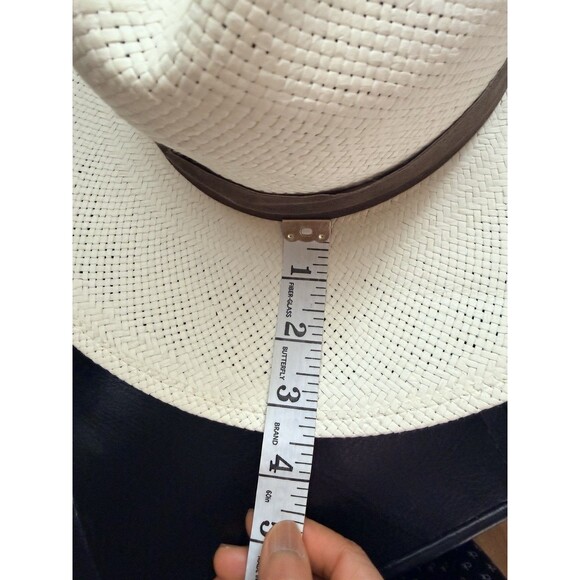 Janessa Leone Marcell Hat M Bleach White Straw Fedora Brown Suede Band USA Chic main image 13